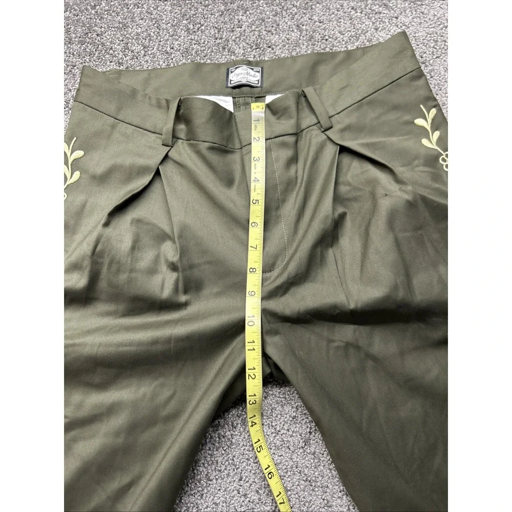 Sago Studio Elenor Pants Mens 33x29 Olive Green Embroidered Dress Pants